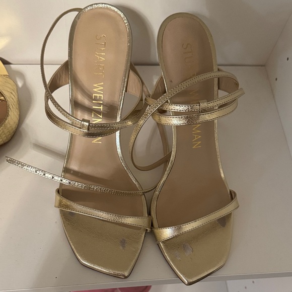 Stuart Weitzman Metallic Gold Heels - Picture 1 of 4